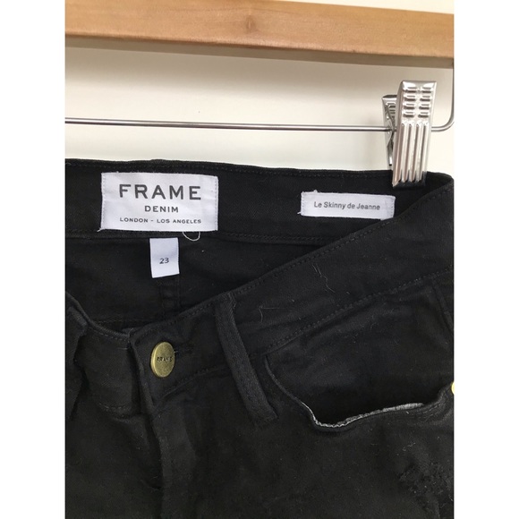 Frame Denim Black Ripped Le Skinny de Jeanne Jeans - Picture 3 of 4